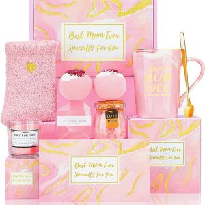 Mothers Day Gifts Box Set Pink Unique Birthday Gift Basket for Moms Women from Daughter Son Mother's Day Gift Ideas for Grandma Wife Mother in Law Best Mom Ever Gifts for Mom Who Have Everything