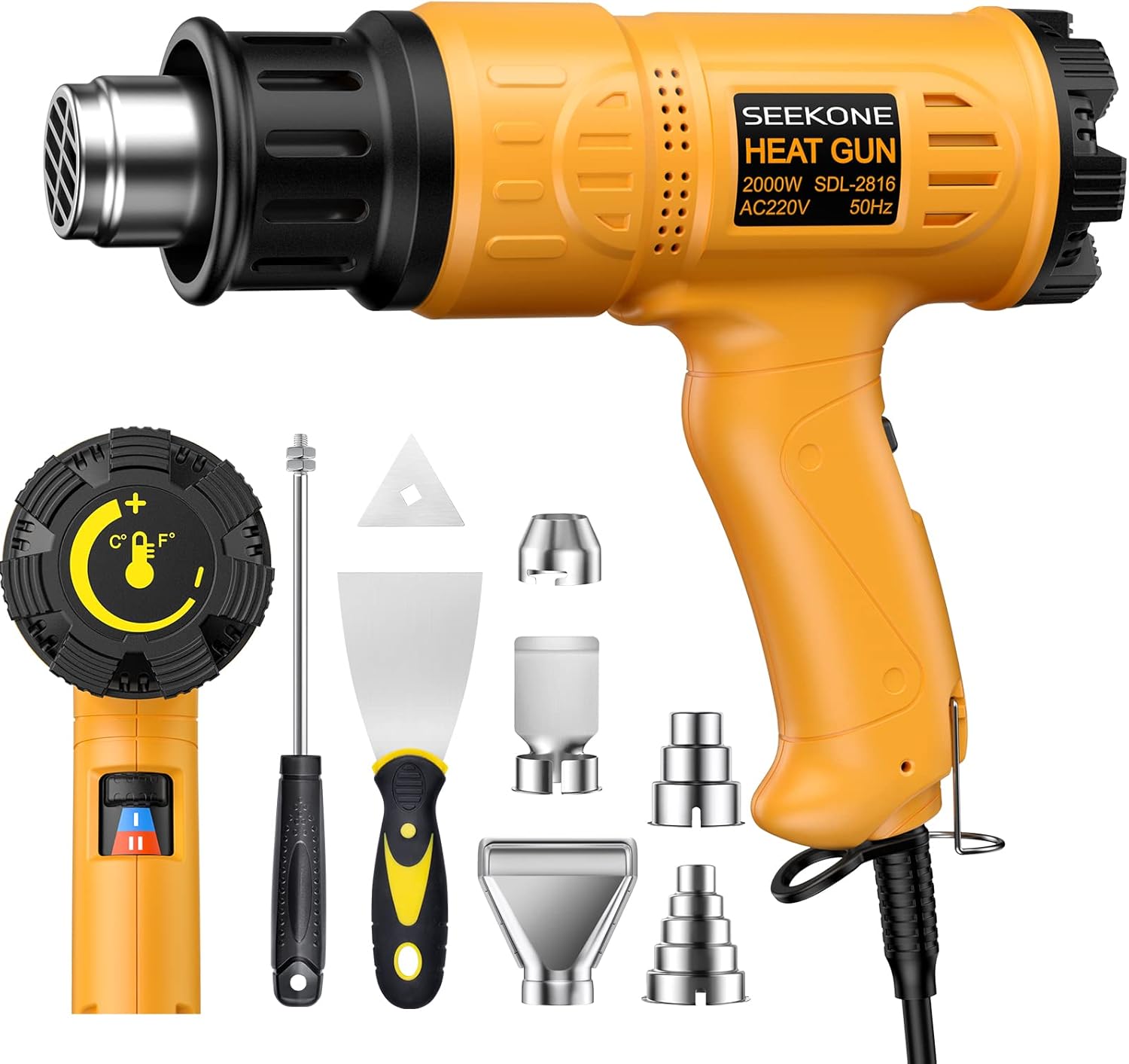 SEEKONE 2000W Professional Heat Gun with Accessories – Variable Temp Control