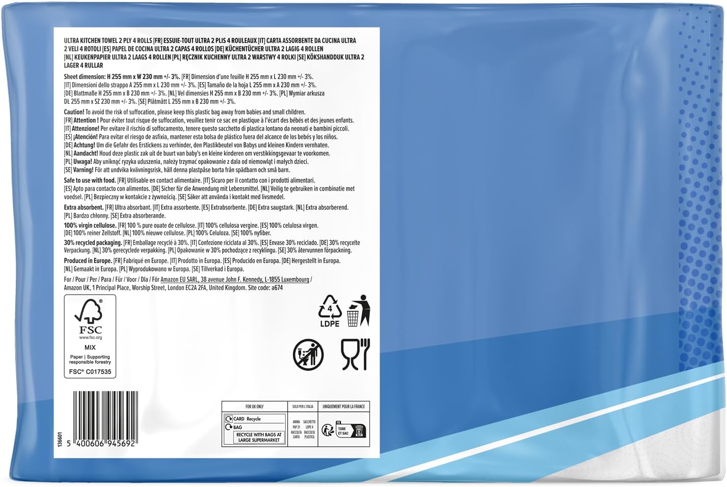 Amazon ULTRA Kitchen Roll | Extra Absorbent & Strong | 4 Rolls, 2-Ply, FSC Certified - Image 6