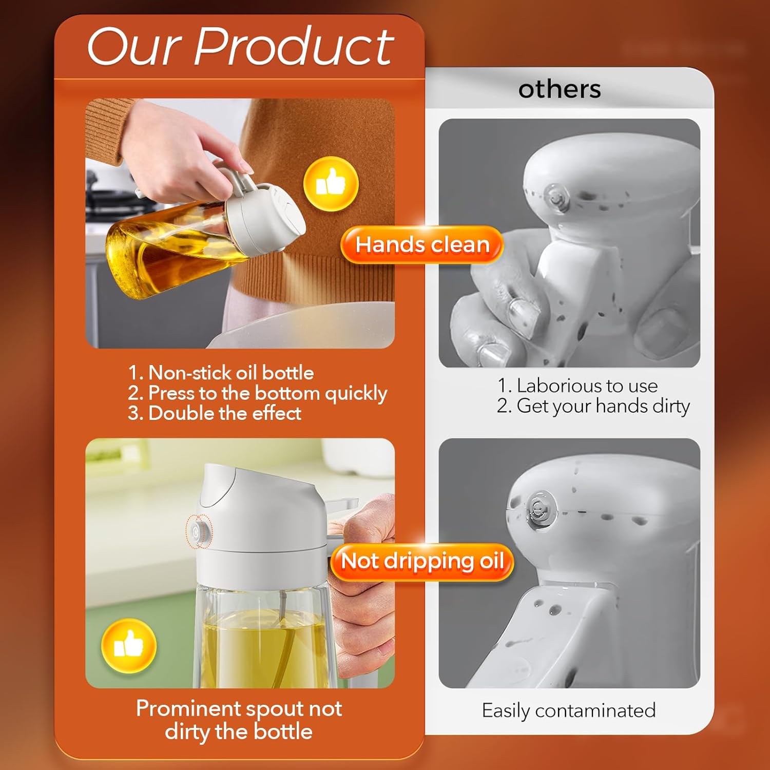 YARRAMATE Oil Sprayer | 2-in-1 Glass Dispenser Bottle for Spraying and Pouring Oil - Image 6