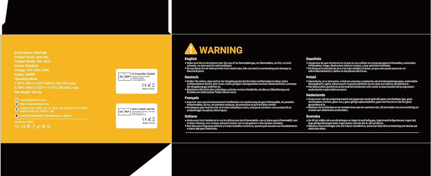 SEEKONE 2000W Professional Heat Gun with Accessories – Variable Temp Control - Image 3