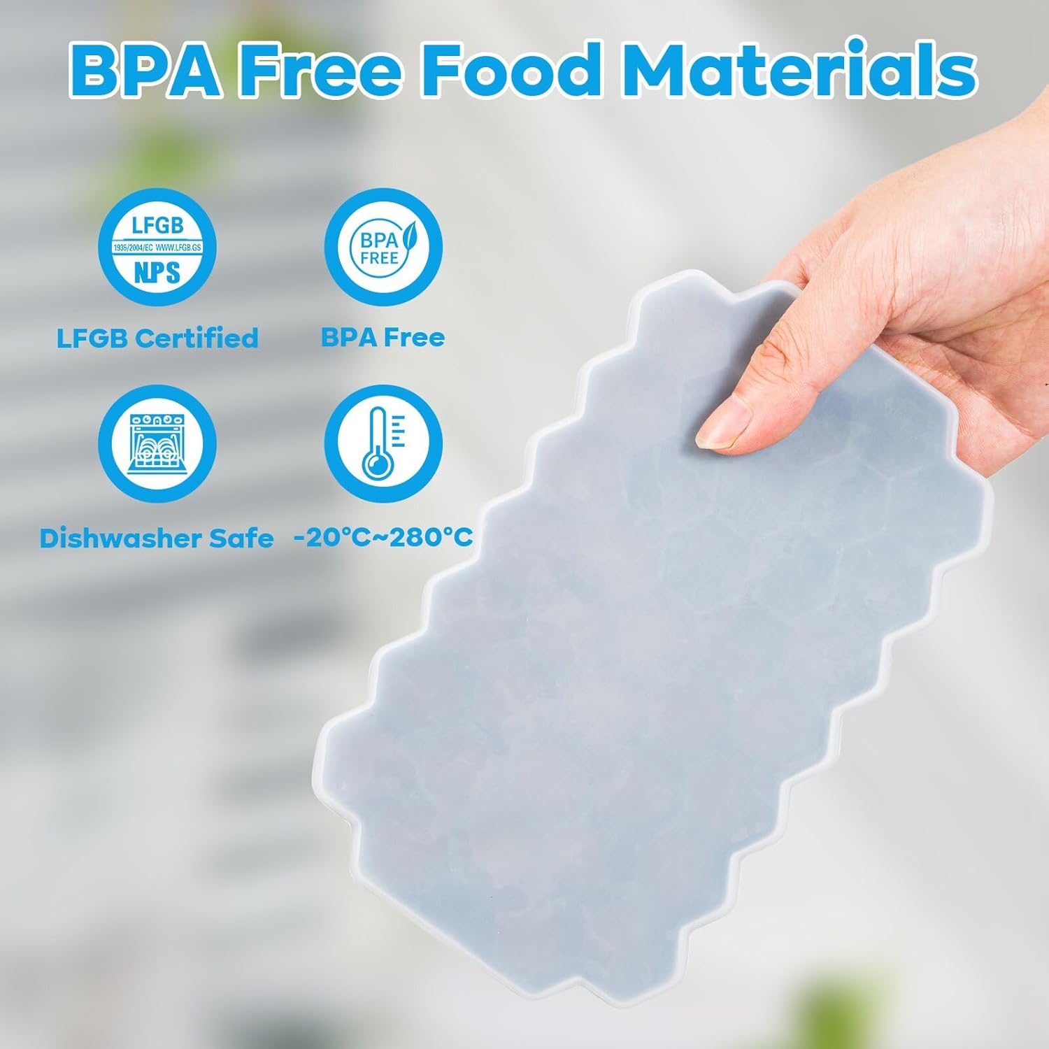 JIUFOXINO Ice Cube Tray Set with Lids | 3-Pack Silicone Honeycomb Ice Moulds | Easy Release & BPA Free - Image 3