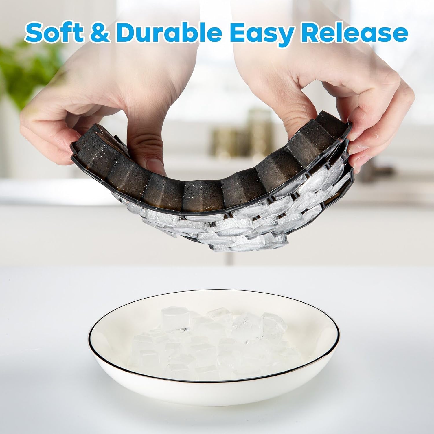 JIUFOXINO Ice Cube Tray Set with Lids | 3-Pack Silicone Honeycomb Ice Moulds | Easy Release & BPA Free