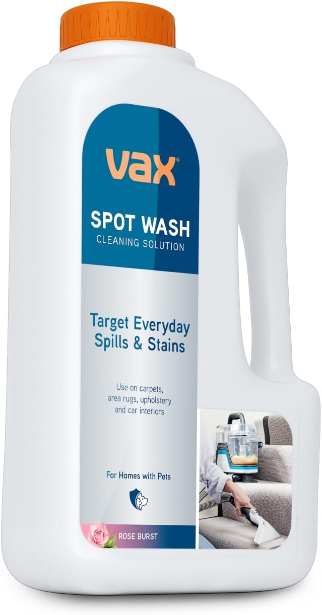 Vax SpotWash 1L Spot Cleaning Solution – Upholstery & Carpet Stain Remover, Rose Burst Scent